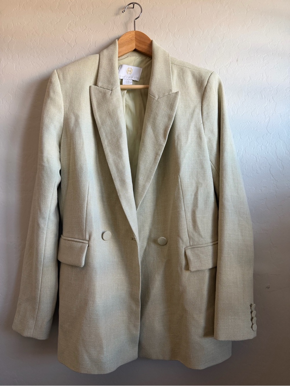 House of Harlow 1960 Double-Breasted Blazer in Light Sage